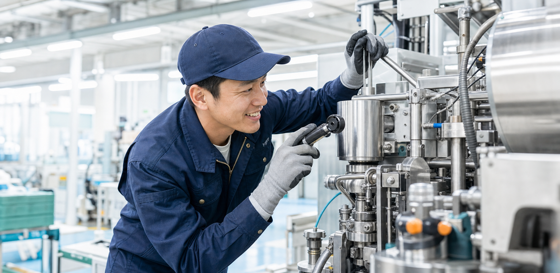 工場設備を点検する技術スタッフ
